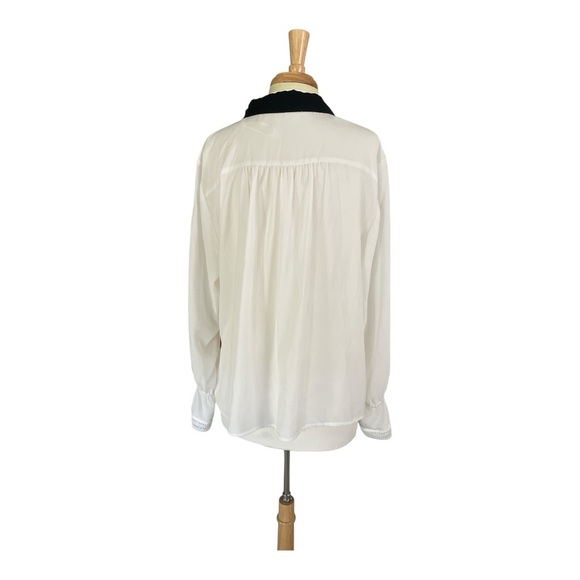 NWT Halogen Black and Ivory Sheer Blouse - Picture 2 of 6